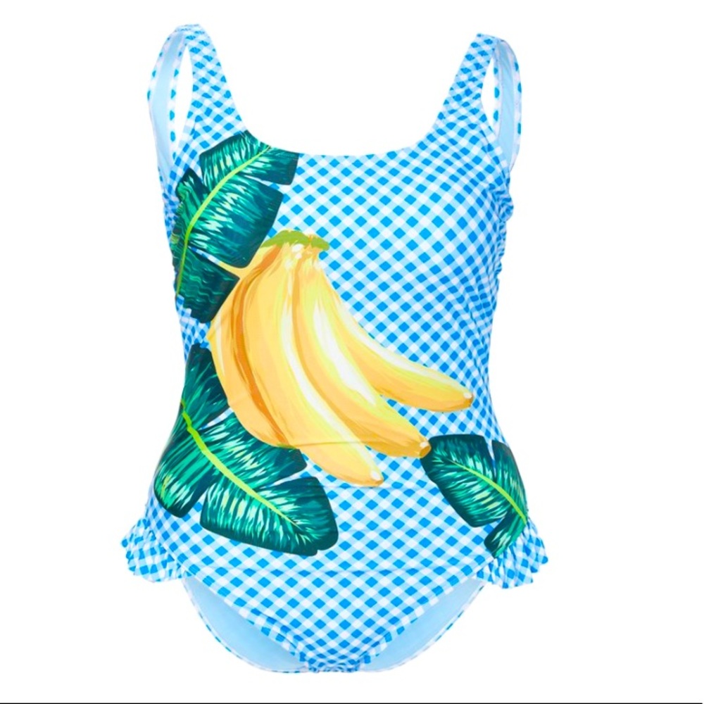 Juicy Couture Pink Label Blue Checkered & Banana One Piece Size Medium